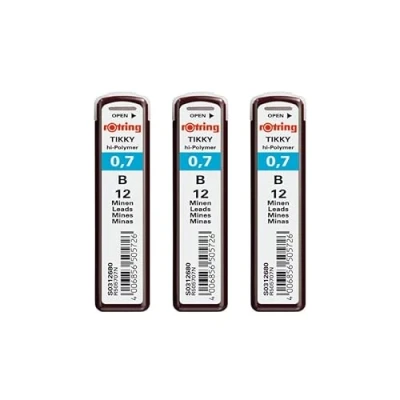 Image of rOtring Tikky Mechanical Pencil Lead Refills 0.7mm B 3 Count (36 leads)