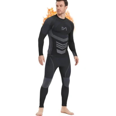 Image of MEETYOO Men’s Thermal Underwear Set, Wicking Long Johns Quick Dry Base Layer Sport Compression Suit for Workout Skiing Running Hiking