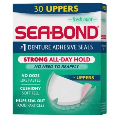 Image of Sea Bond Denture Adhesive, Fresh Mint Uppers, 30 Count