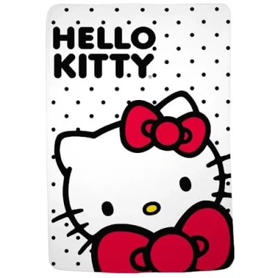 Image of Franco Collectibles Sanrio Hello Kitty Polka Dot Bedding Super Soft Plush Micro Raschel Blanket, 62 in x 90 in, (Official Licensed Product)
