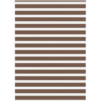 Image of vidaXL Zebra Blind Brown 155x200 cm Fabric Width 150.9 Polyester