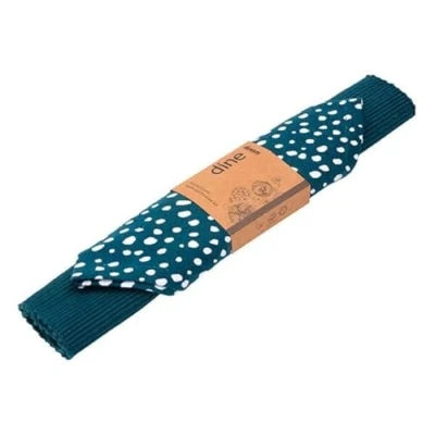 Image of Dexam Sintra Recycled Cotton Spotted Napkin and Placemat Set Ink Blue