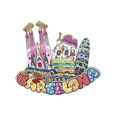 Image of Barcelona Spain 3D Mosaic Refrigerator Magnet Resin Travel Souvenirs,Handmade Home &amp; Kitchen Decoration Fridge Collection Gift