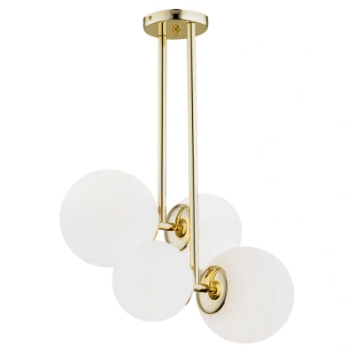 Image of Moritz Globe Ceiling 4 Light Opal Matt, Brass Steel