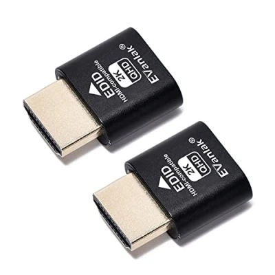 Image of EVanlak HDMI Dummy Plug Headless Ghost Display Emulator Premium Aluminum PC（Fit 3840x2160@60H New 3RD） 2Pack…