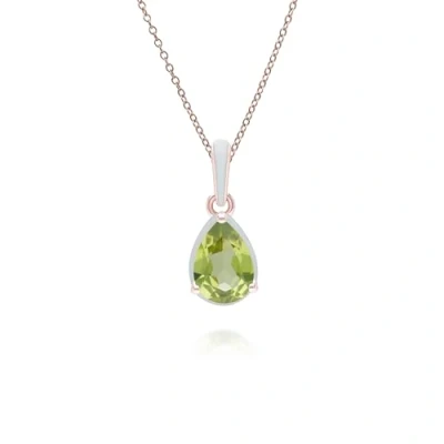 Image of Siberian Waltz Green Enamel &amp; Pear Peridot Pendant Necklace In Rose Gold Vermeil