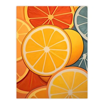 Image of Artery8 Lemons and Oranges Oil Painting Abstract Fruit Slices Kitchen Artwork Extra Large XL Wall Art Poster Print
