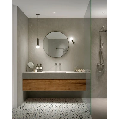Image of Mist Single Bathroom Wall Light Metallic Black E14