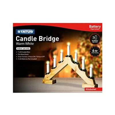 Image of Status Kitzbuhel 7 Warm White LED Indoor Only Battery Operated Festive Candle Bridge
