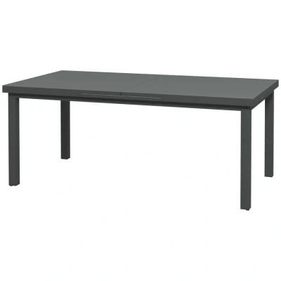 Image of Outsunny Extending Garden Table, Rectangle Outdoor Dining Table for 6 8, Aluminium Frame, Lawn Balcony Charcoal Grey