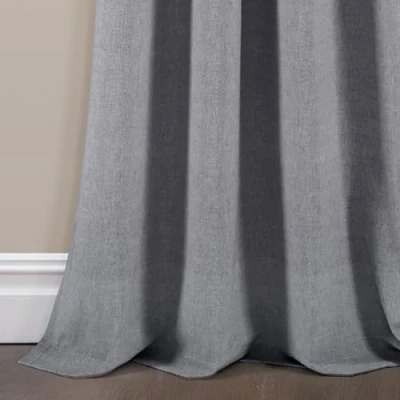 Image of Lush Decor Gray Farmhouse Woven Cotton Window Curtain Panel Set, Button Stripe, Yarn Dyed (84&quot; x 40&quot;)