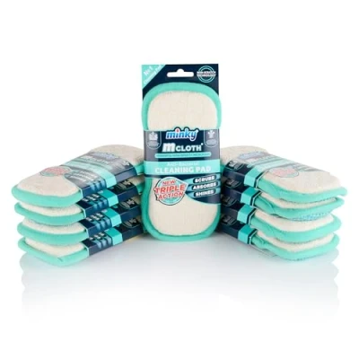 Image of Minky M Cloth Anti Bacterial Triple Action Cleaning Pad 9 Pack, Protection, Powerful High Density Microfibre, Non Scratch Technology, Dual Sided Cleaning, Grey (Teal)