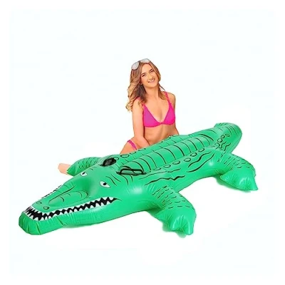 Image of I LOVE FANCY DRESS LTD Inflatable Crocodile Pool Float Party with Handles on the Back 5 Foot (152 CM) (Pack of 1)
