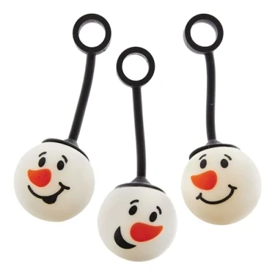 Image of Baker Ross FX607 Snowman Swing Balls Pack of 6, Christmas Party Bag Fillers for Kids
