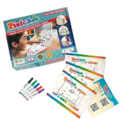 Image of Pixicade Video Game Maker STEM Kit to Create &amp; Play Your Own Games Educational Toy for Girls and Boys ages 6+ Creative Learning Fun Draw Bring it Life