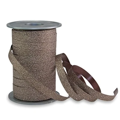 Image of C.E. Pattberg Präsent Poly Glitter Curling Ribbon Brown 10 mm width, 100 m length