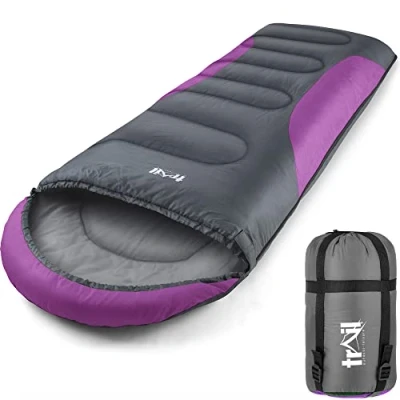 Image of Trail Envelope Sleeping Bag With Snug Hood, Single Adult, 3 Season, Water Resistant, Lightweight Compact Bag, Outdoor, Camping, 250g Filling