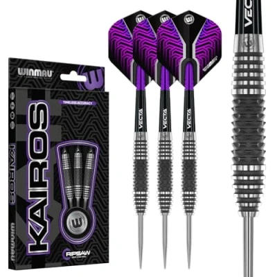 Image of WINMAU Darts Kairos 21g 90% Professional Tungsten Steel Tip Set with Dart Flights and Shafts (Stems)