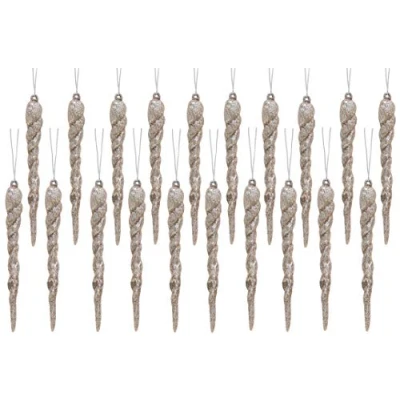 Image of Christmas Concepts® 12cm Glitter Icicle Decorations Tree Trims (CHAMPAGNE, 20)