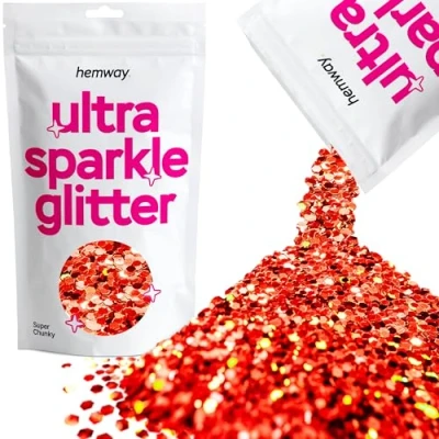 Image of Glitter Red Holographic Ultra Sparkle Sequins Nail Face Festival Christmas Halloween Makeup Super Chunky 100g / 3.5oz