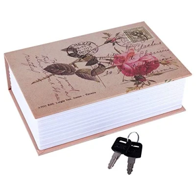 Image of Security Box, Dictionary Special Book shaped Safe Stash Secret Locker with Key, Portable Cash Jewelry Passport Storage Box Case Lockable for Traveling(Eiffel Tower)