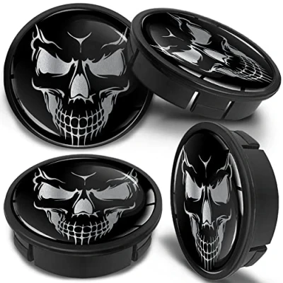 Image of SkinoEu 4 x 60mm ABS Car Alloy Wheel Centre Universal Rims Hub Center Caps Auto Tuning Silver Skull CX 48