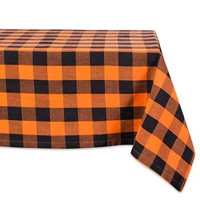 Image of DII Buffalo Check Collection Classic Farmhouse Tablecloth Cotton Orange and Black Tablecloth, 52 x cm