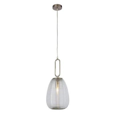 Image of Searchlight Elixir pendant light, nickel coloured/clear, glass, Ø 24 cm, E27