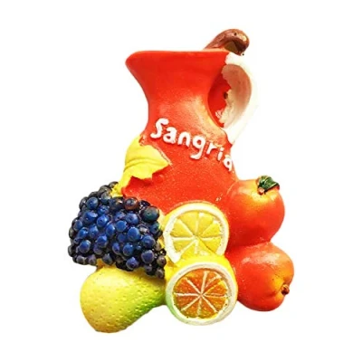 Image of 3D Valencia Spain Refrigerator Magnet Sangria Style Souvenir Sticker,Spain Hand Made Home and Kitchen Decoration Fridge