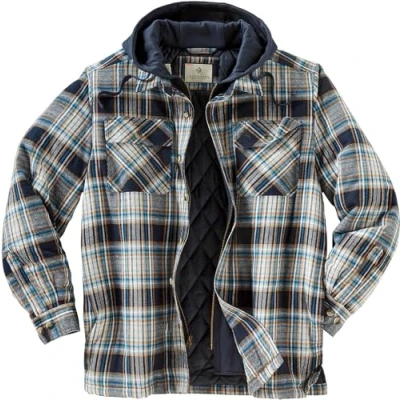 Image of Legendary Whitetails Men&#039;s Maplewood Hooded Jacket Shirt, Blue Dusk Plaid, M