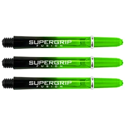 Image of Harrows Supergrip Fusion Dart Shafts Black &amp; Green Short 5 Sets (15 Stems)