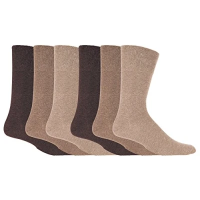 Image of Gentle Grip Mens 6 pairs of Diabetic Sock with Honey Comb Top and Hand linked Toe Seams 11 UK 39 45 Eur (Black) (Browns)