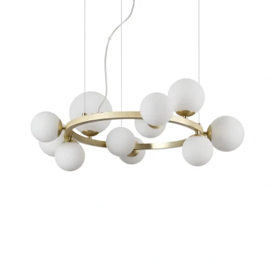 Image of Perlage 11 Light Round Globe Pendant Ceiling Brass