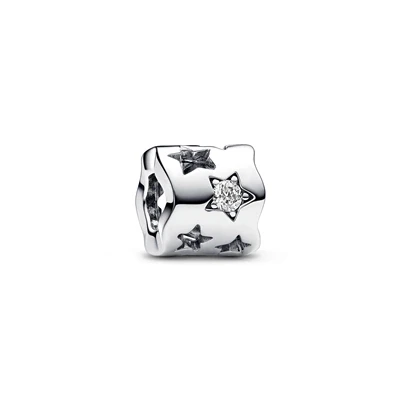 Image of Pandora Moments Openwork star sterling silver charm with clear cubic zirconia