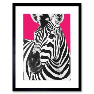Image of Wee Blue Coo Close up Beasties Zebra Art Print Framed Poster Wall Decor 12x16 inch