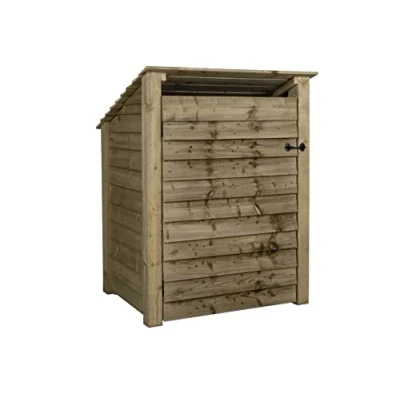 Image of Arbor Garden Solutions wooden log store 4ft with door, firewood storage (W 99cm, H 126cm, D 88cm), natural finish (Without kindling shelf (roof sloping back))