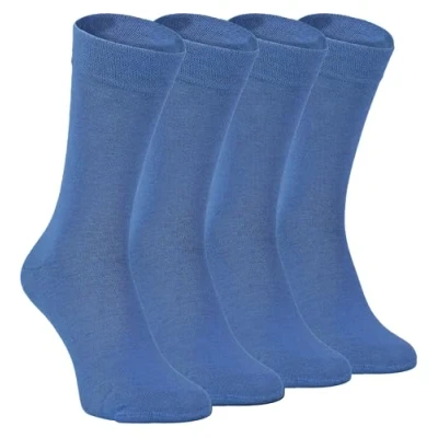 Image of Sock Snob 4 Pairs Bamboo Finely Knit Thin Super Soft Suit Socks for Men &amp; Women (as8, numeric, numeric_7, numeric_11, regular, Denim Blue)