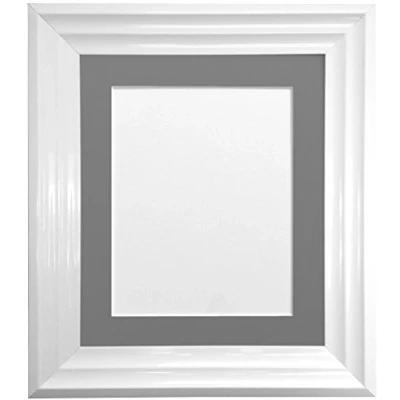 Image of FRAMES BY POST Firenza White Picture Photo Frame with Dark Grey Mount Plastic Glass 60x80cm Pic Size 50cmx70cm