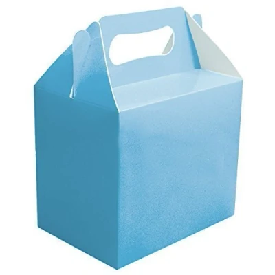 Image of 12 x Baby Blue Plain Party Boxes Food Toy Loot Lunch Cardboard Gift Wedding/Kids