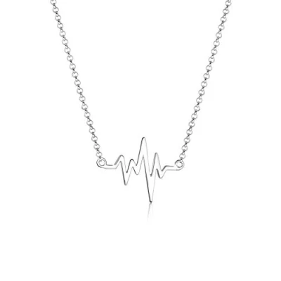 Image of Elli Necklace Women Heartbeat Pendant Filigree in 925 Sterling Silver, 45 cm
