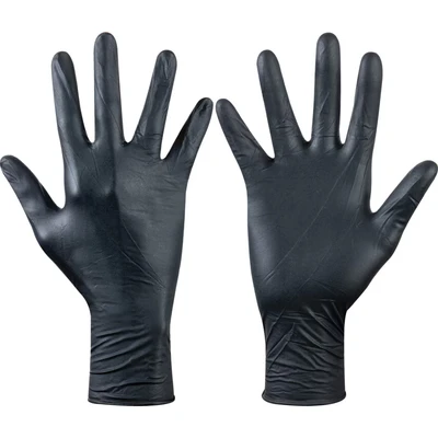 Image of Ejendals Tegera Disposable Gloves, Black, Nitrile, Powder Free, Smooth, Size 10, Pack of 50