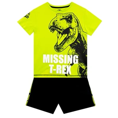 Image of Jurassic World Boys Dinosaur Top and Shorts Outfit Set for Kids Multicoloured 9 10 Years