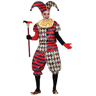 Image of FIESTAS GUIRCA Diamond Harlequin Halloween Costume for Men Clown Jester Mens Fancy Dress Costumes Adult Size S 36 38