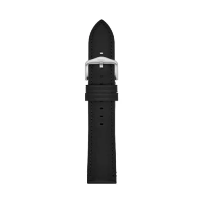 Image of Fossil Litehide Men&#039;s Leather Bracelet, 22 mm, Black and silver, Casual