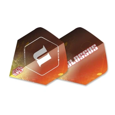 Image of Unicorn Ultrafly Dart Flights Colossus Orange &amp; Yellow Explosion Design Big Wing Shape Durable 100 Micron Polyester PET Set of 3