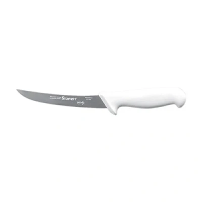 Image of Starrett Professional Boning Knife BKW104 6 Narrow Straight Inch Ultra Sharp Sanitized Steel Blade White Handle Kitchen Chef&#039;s