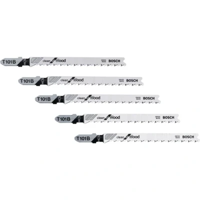 Image of Bosch 5x T 101 B Clean for Wood Jigsaw Blade (for Softwood, Plywood, Length 100 mm, Professional Accessory Jigsaw)