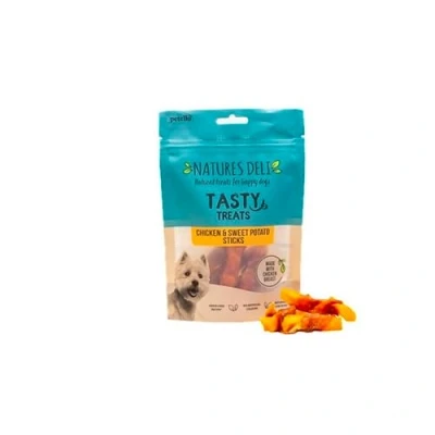 Image of Natures Deli Chicken and Sweet Potato Sticks Dog Treats, Grain Free Low Fat Bite size Treats for Dogs, High Protein Chew 100 g