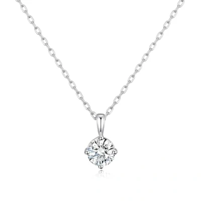 Image of Philip Jones Sterling Silver April (Diamond) Birthstone Necklace Created with Zircondia® Crystals