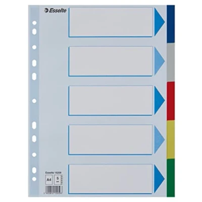 Image of Esselte 795731 A4 5 Positions Cover Included Polypropylene Divider